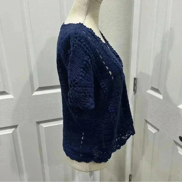 Vintage Kroshetta by papillon crochet button front sweater in dark blue❤️ - Picture 7 of 9